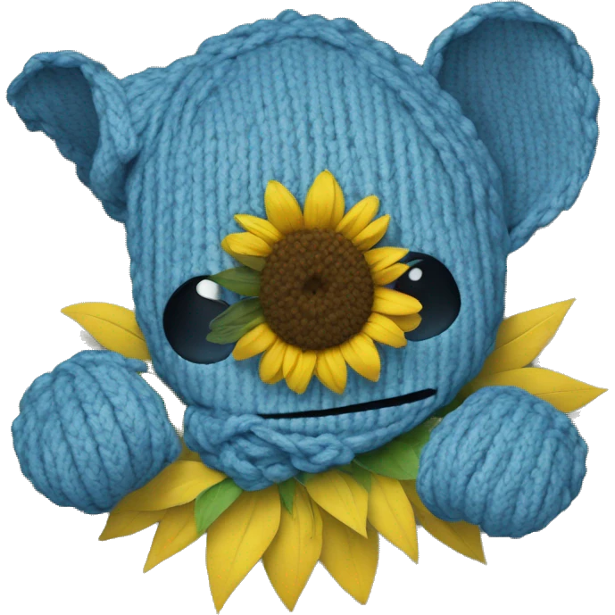 Blue stitch with sunflower emoji