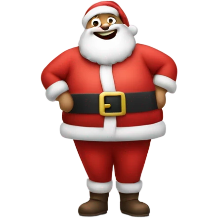 santa rubbing his bare fat belly as he laughs emoji