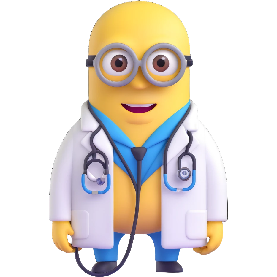 yellow minion character as a doctor with stethoscope emoji