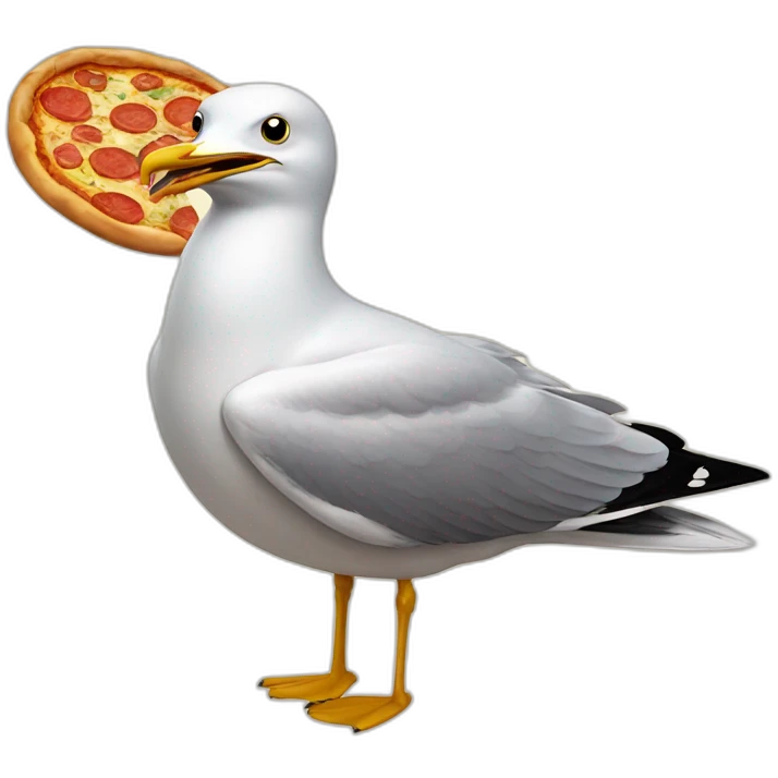 seagull with pizza emoji