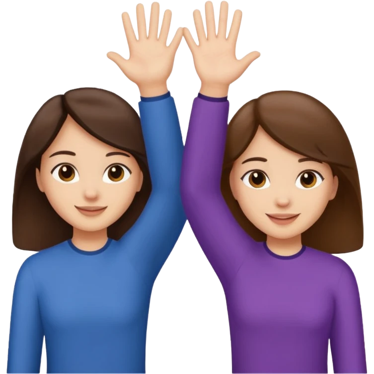 two best friends with brunette hair and light skin, giving a high five emoji