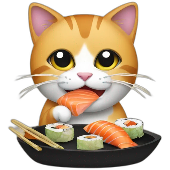 cat eating sushi emoji