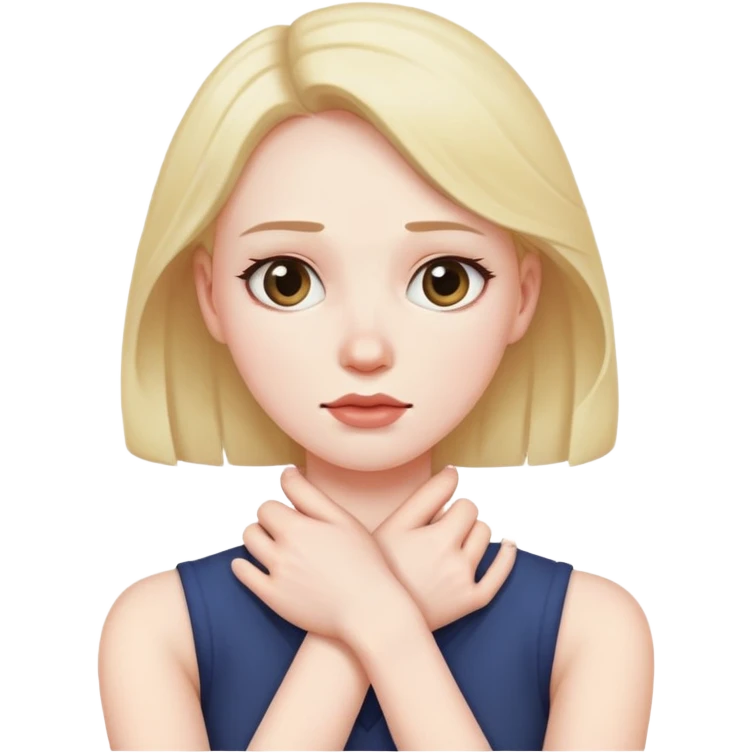 arms crossing holding around her throat emoji