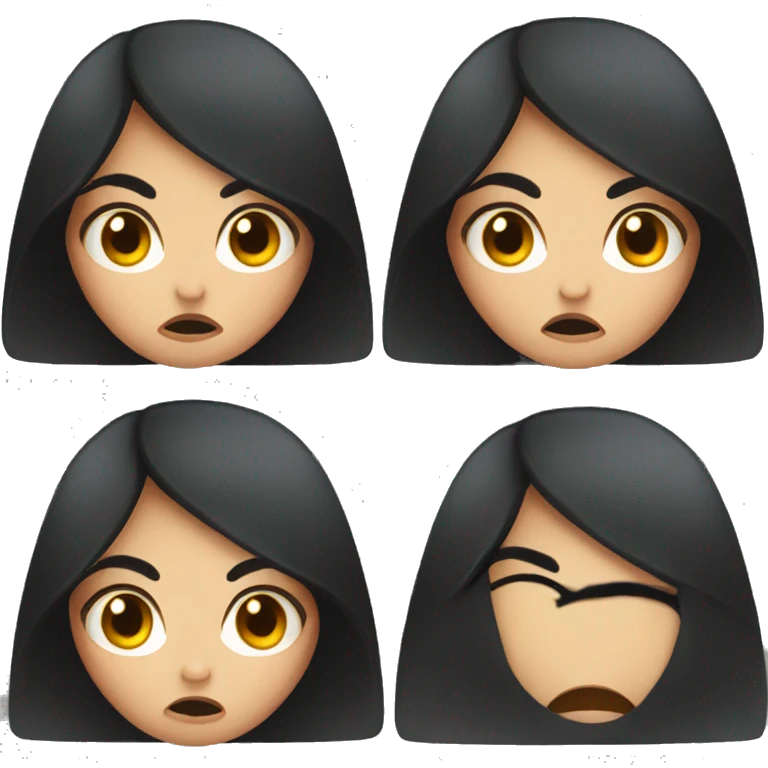 Angry girl with black hair emoji