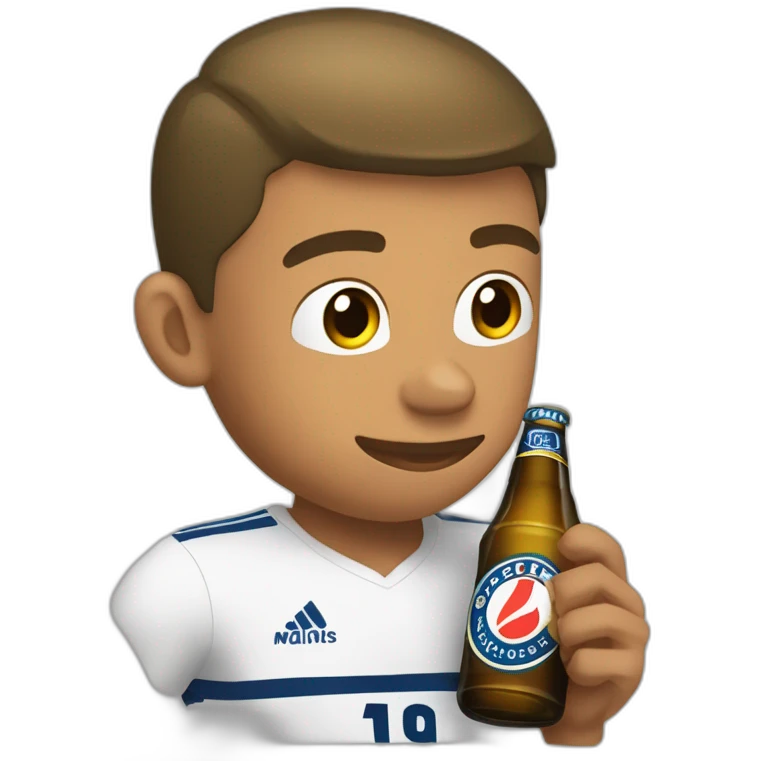 Mbappe buvant une bière emoji