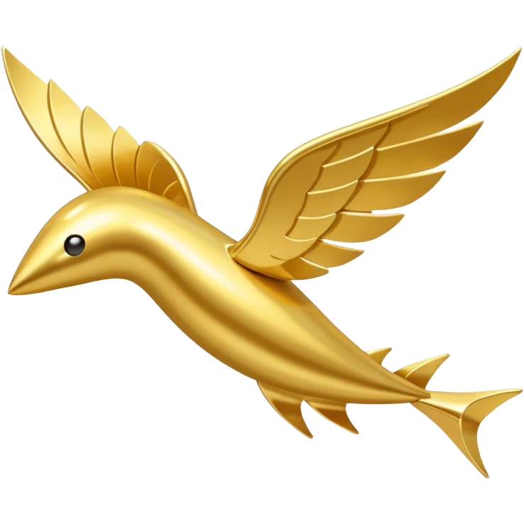 a single gold talaria, pointed down in mid air as if it is flying. minimalist. emoji