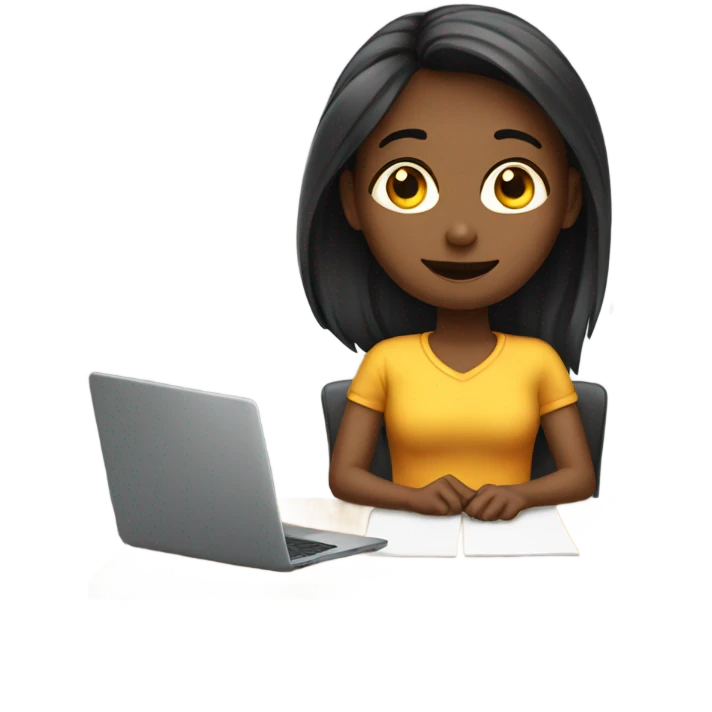 back sitting girl at desk parody emoji