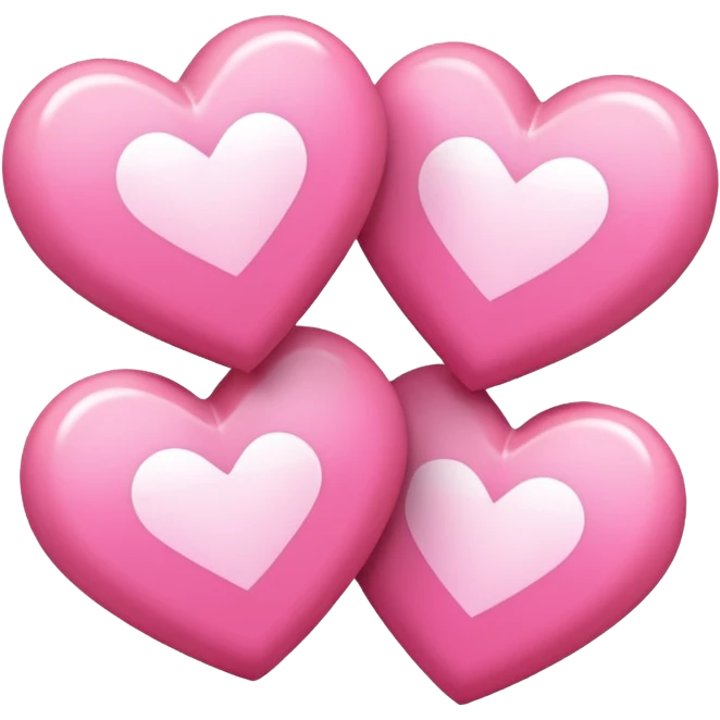 three pink "pixelart" hearts with white-glowing effect emoji