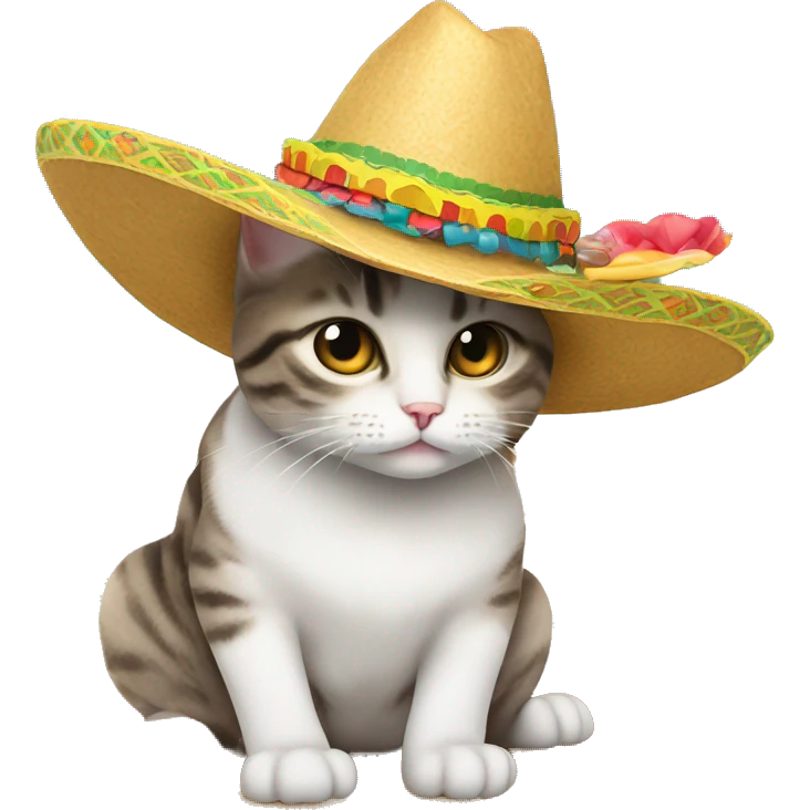 Cat wearing a sombrero on the beach emoji