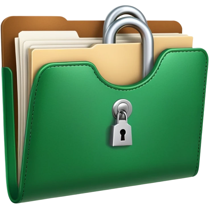 Green folder with lock, secured document, protected file emoji
