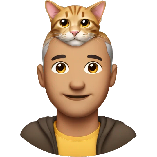 man with a cat ontop of his head emoji