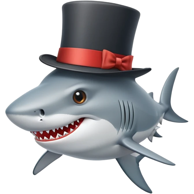 Shark with a top hat emoji
