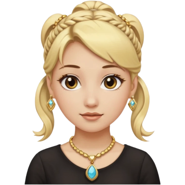 fancy blonde hair girl with ponytails brown makeup and jewellery emoji