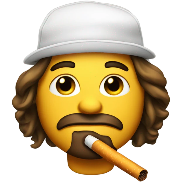 Emoji with long hair and hat backwards with cigarette  emoji