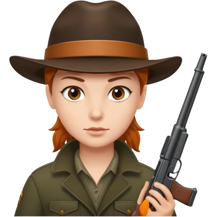 hunter holding a gun, simple, clear expression emoji