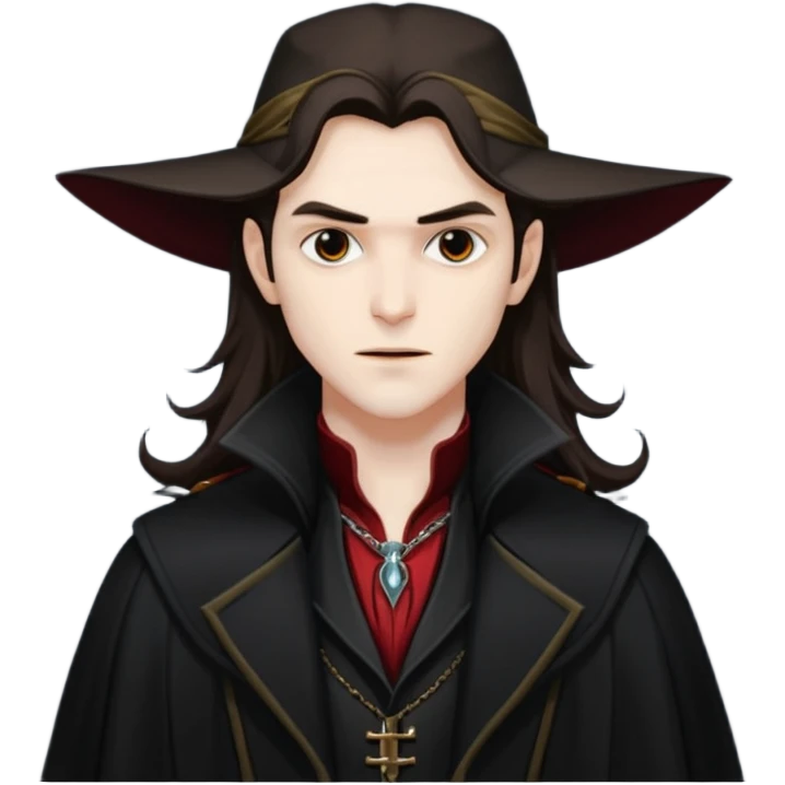 Vampire Hunter D with dark brown long hair emoji