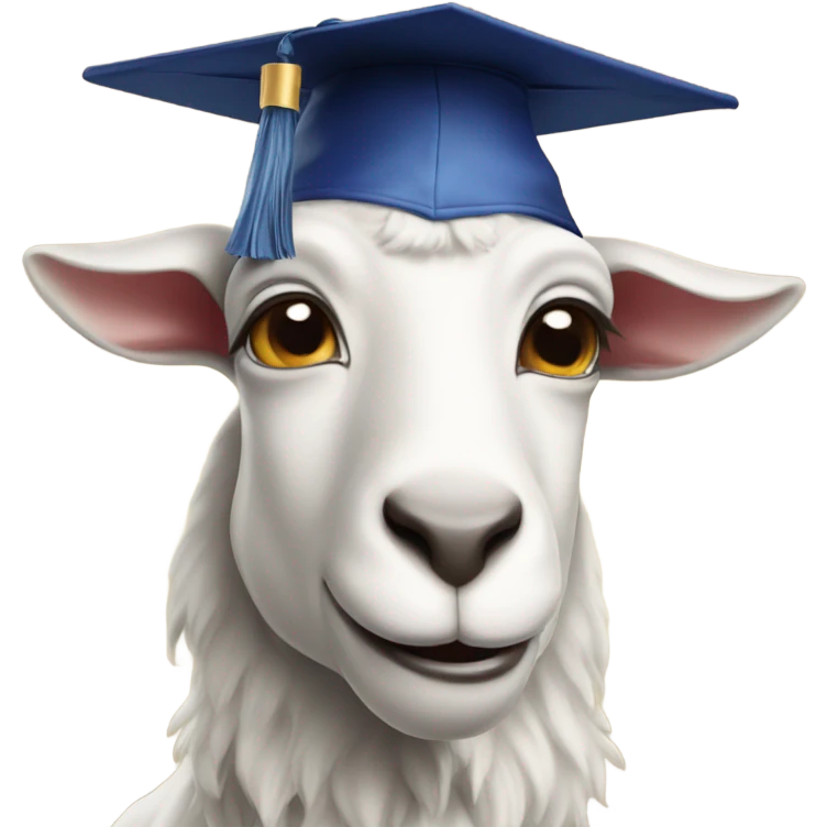 smirking goat wearing graduation hat emoji