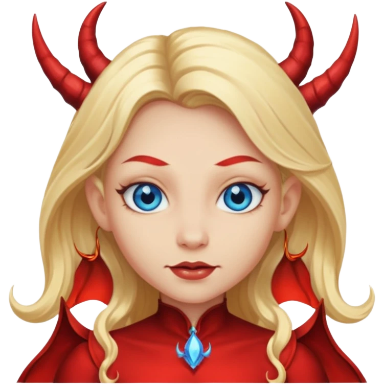 Pretty Long blonde hair, blue eyes, devil fairy  emoji