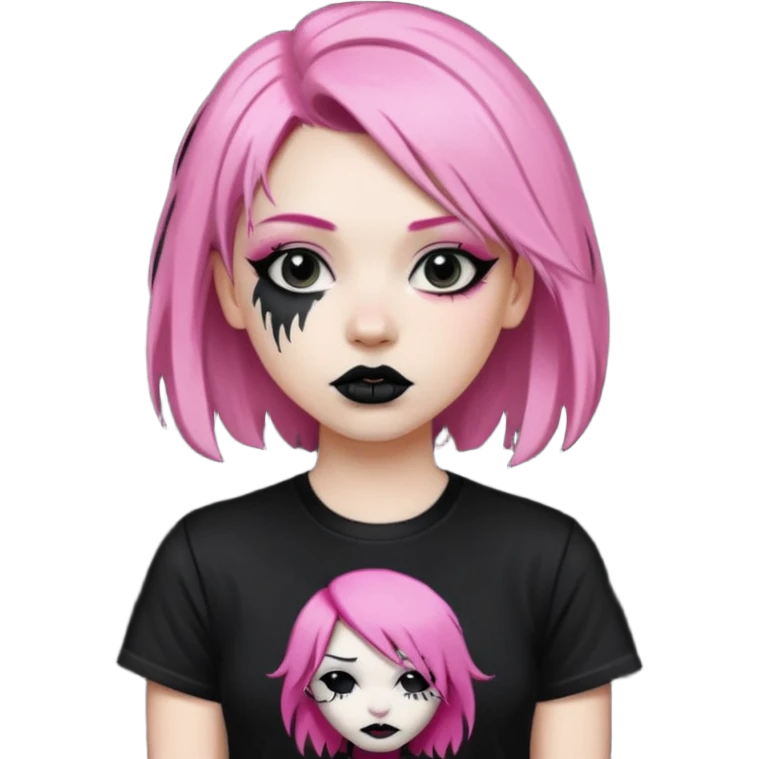 pink haired metalhead emoji