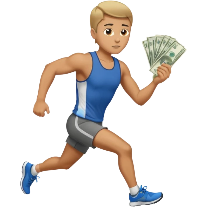 Man running with money emoji