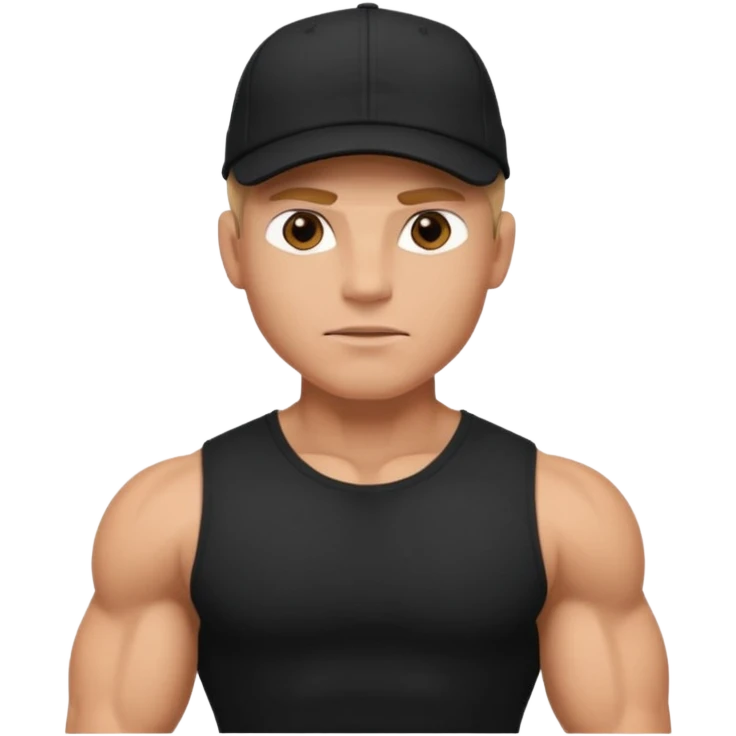An arrogant guy in a black t-shirt, he is muscled and has a cap  emoji