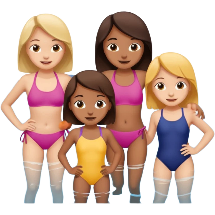 3 girl cousins and 1 boy cousin fun in the pool emoji