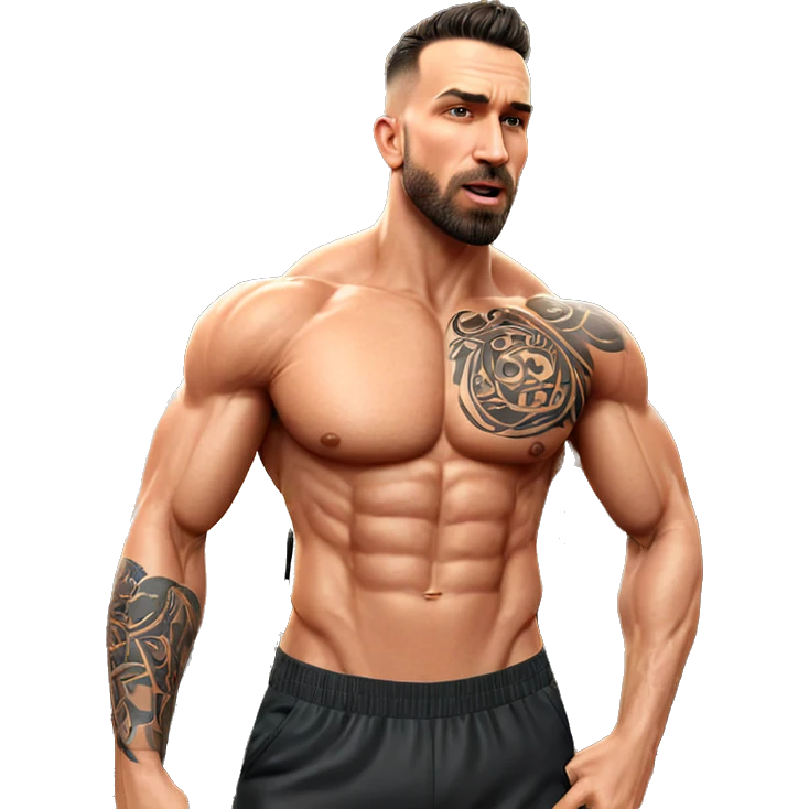 muscular male portrait tattooed emoji
