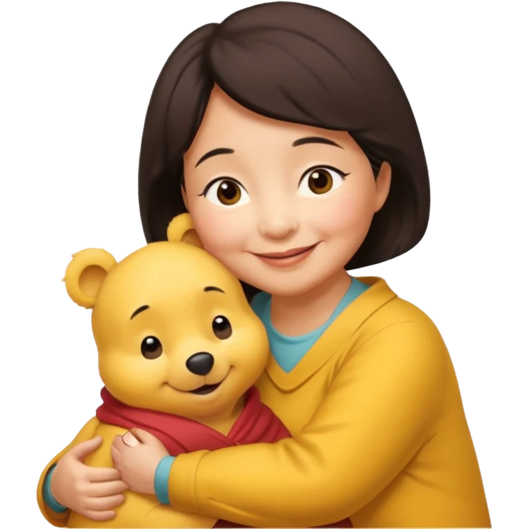 Asian grandma and Winnie the Pooh couple emoji