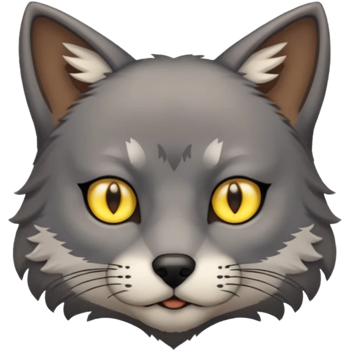 Cat and wolf mix with small slim eyes emoji