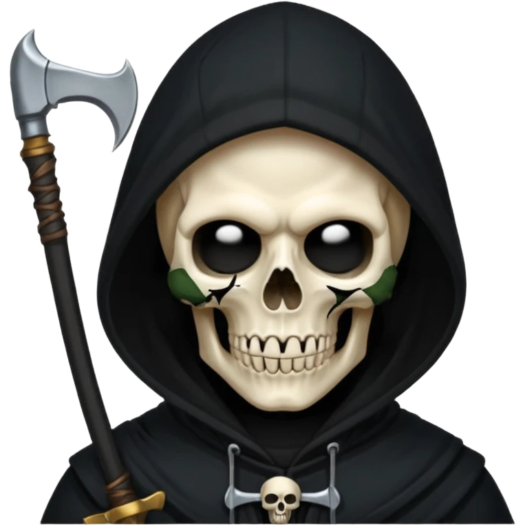 zoomed black hood skull scythe emoji