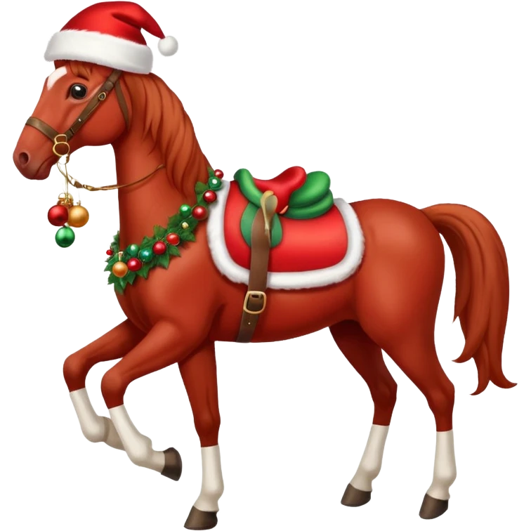 Christmas red horse with a full-length emoji