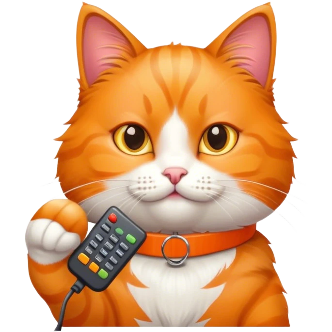 A Cat holding a tv remote emoji