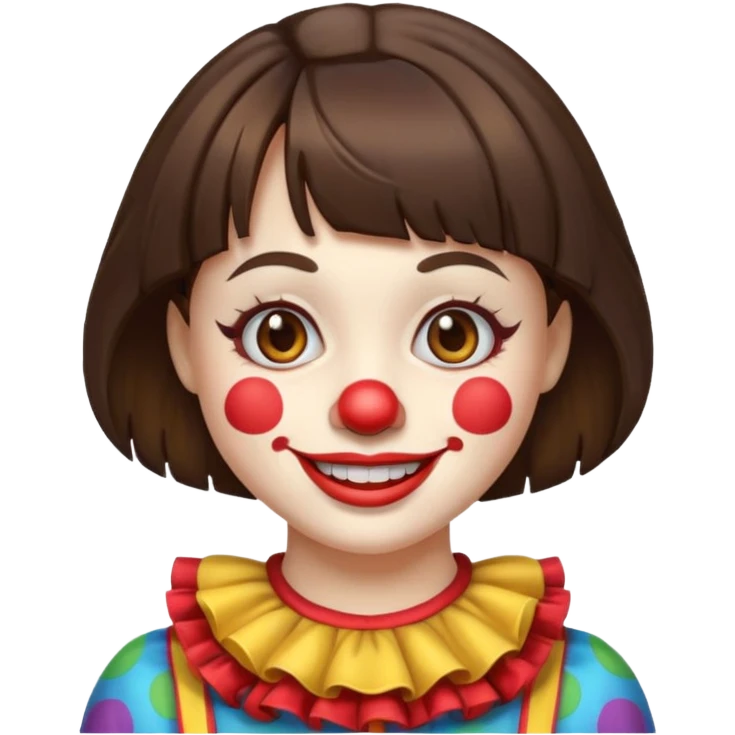 A clown emoji with brunette bangs emoji