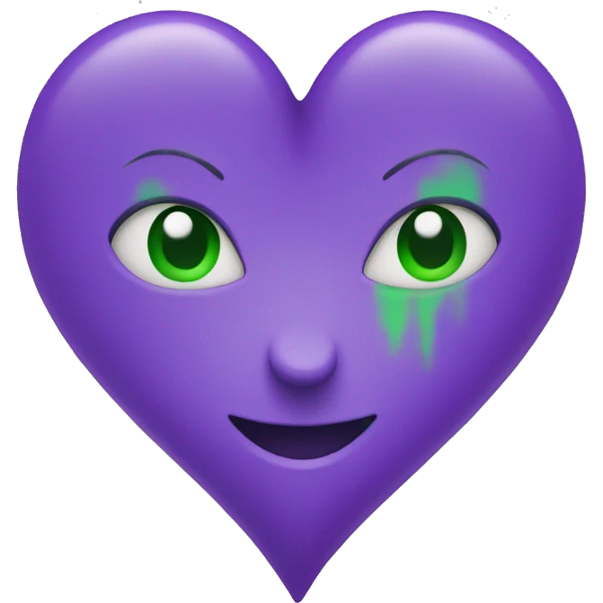Heart with two colors purple and green emoji