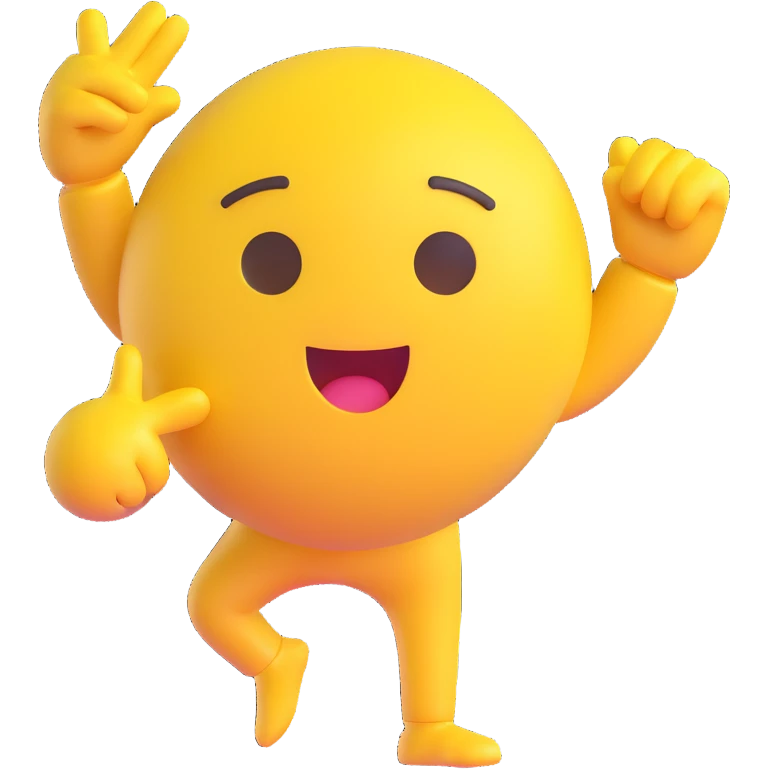 yellow emoji face dabbing, playful and energetic emoji