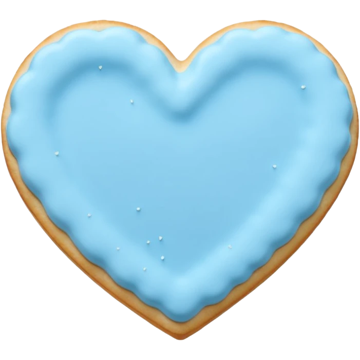 Realistic shortbread cookie in the shape of a heart with pastel blue emoji