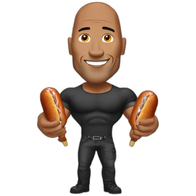 the rock holding a saussage emoji