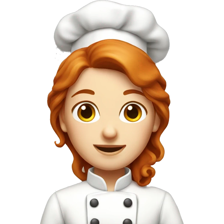 A redhead pastry chef making a cake emoji