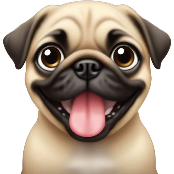 baby pug looking straight with his tongue slightly out  emoji