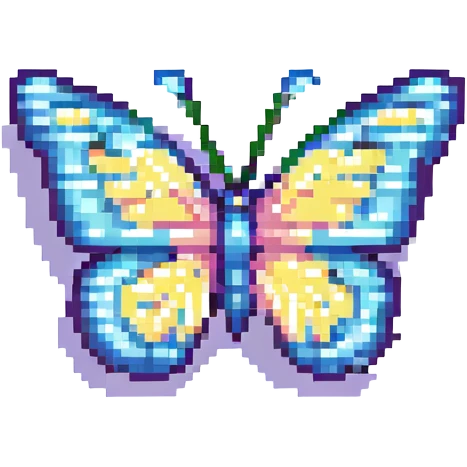 shiny butterfly with transparent background pixel art emoji