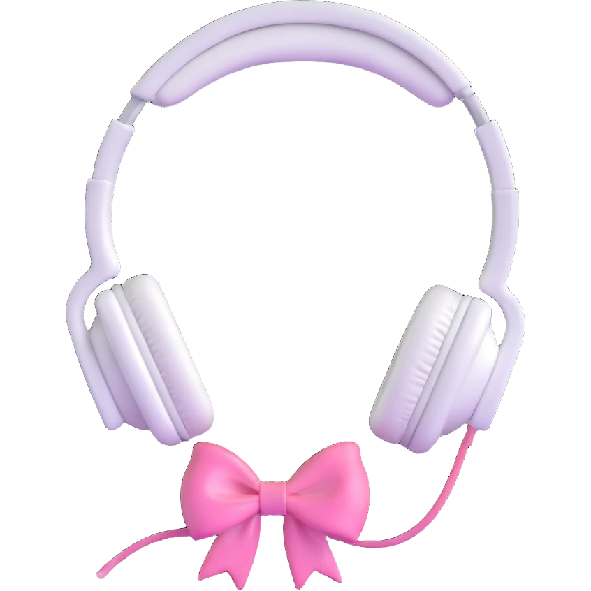 white headphones with pink bows emoji