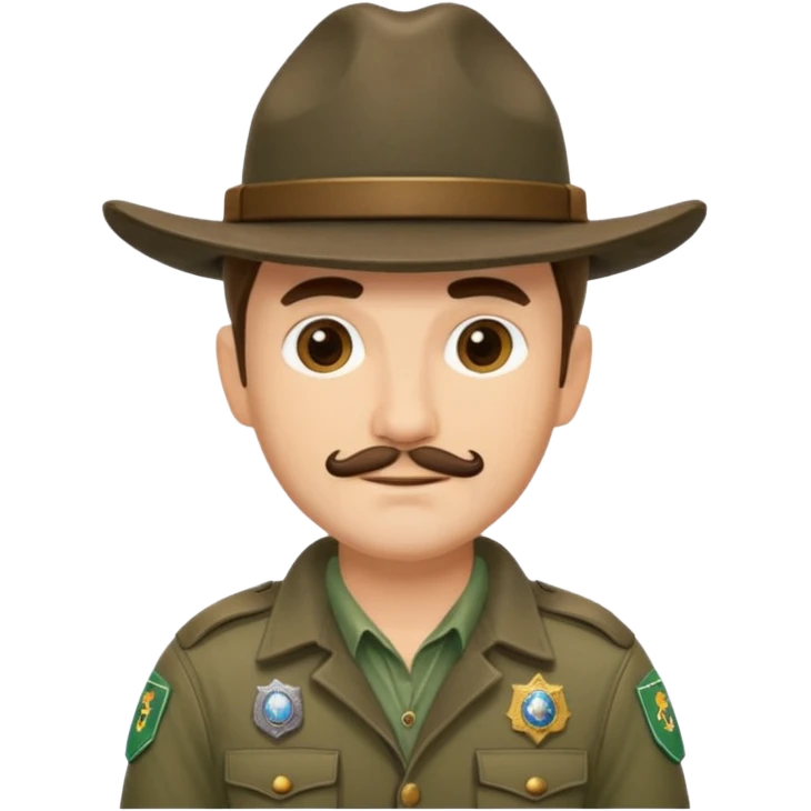 mountain ranger with hat and badge emoji