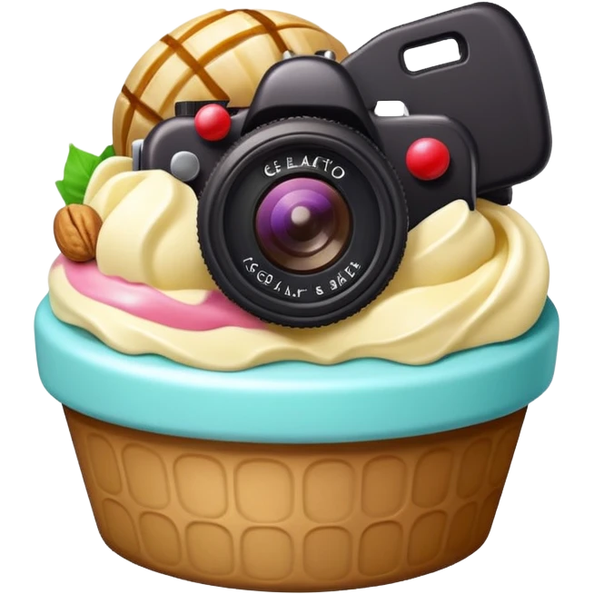 Camera gelato with buts emoji