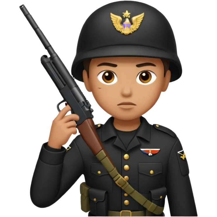 soldier shooting, black combat clothes 













 emoji