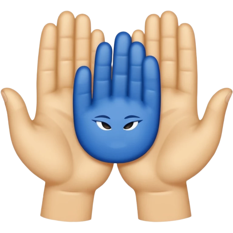 Dos manitas azules diagonales en forma de reverencia emoji