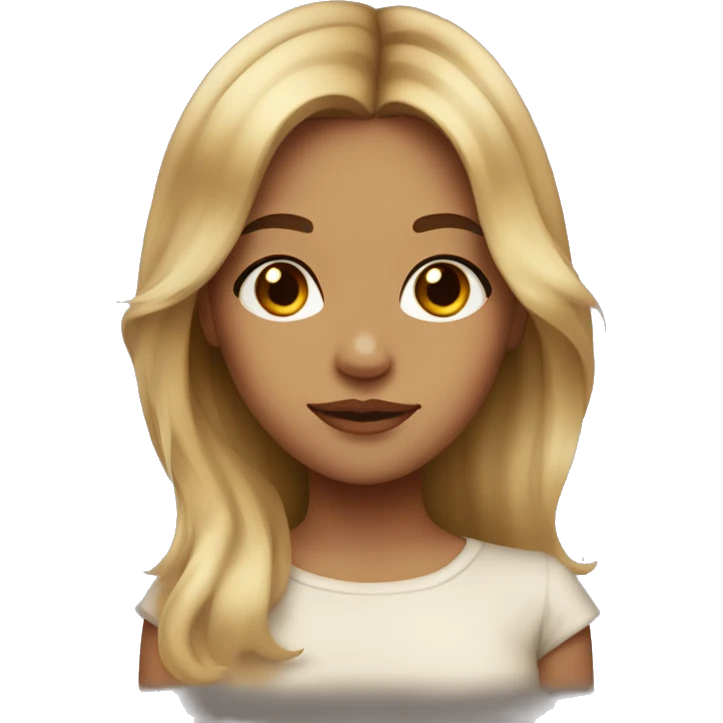 dirty blonde girl, with honey brown eyes, cute, soft, lucious hair emoji