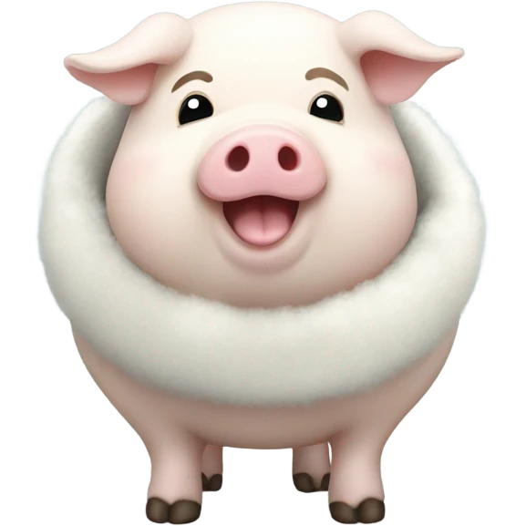Fat white apotted pig in winter coat emoji