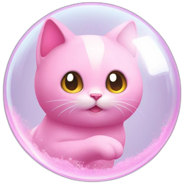 pink mew levitating in a bubble emoji