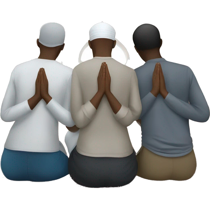 the backs of 3 people praying in congregation in a masjid emoji