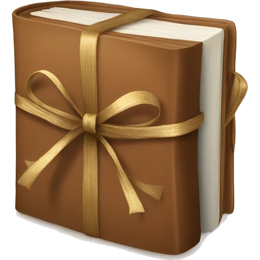 beautiful brown books tied with gift ribbon emoji